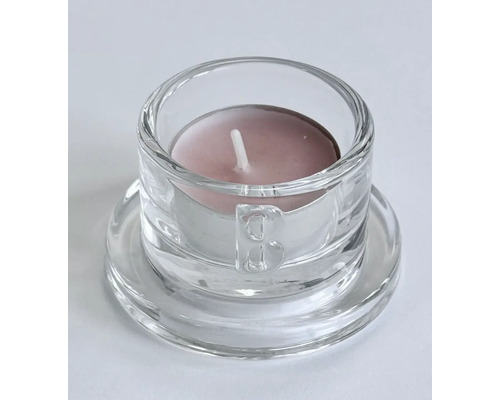 Suport de lumânare din sticlă cu lumânare tip pastilă