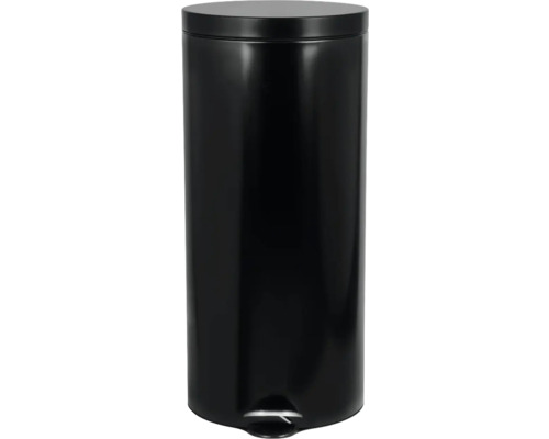 Coș de gunoi negru, metalic, cu pedală și capac