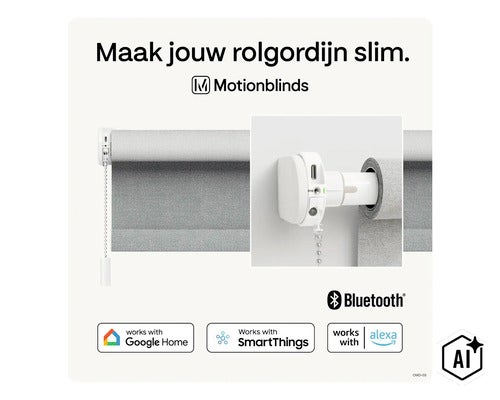 Kit de modernizare Motionblinds pentru rulou cu conectivitate Bluetooth compatibil cu Google Home SmartThings si Alexa (Image AI modified or generated)
