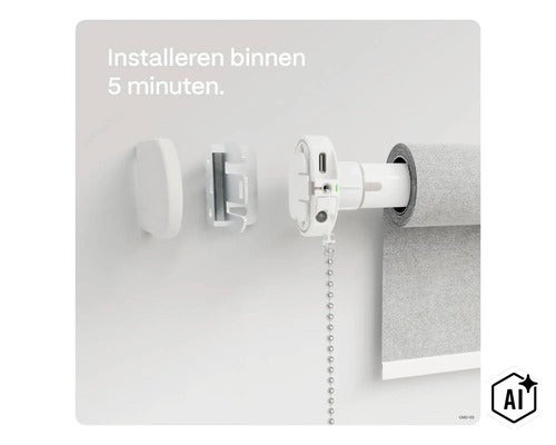 Instrucțiuni de montare pentru un motor electric de rulou cu suport de perete și accesorii pentru instalare rapidă. (Image AI modified or generated)