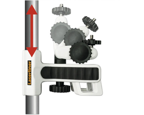 Stativ cu manivelă Laserliner cu săgeată direcțională roșie pentru reglarea înălțimii