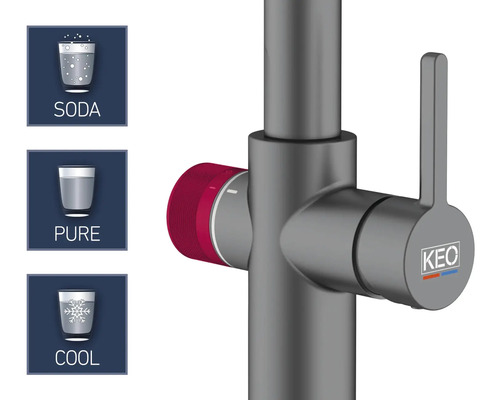 Robinet KEO pentru sifon, apă pură și apă răcită