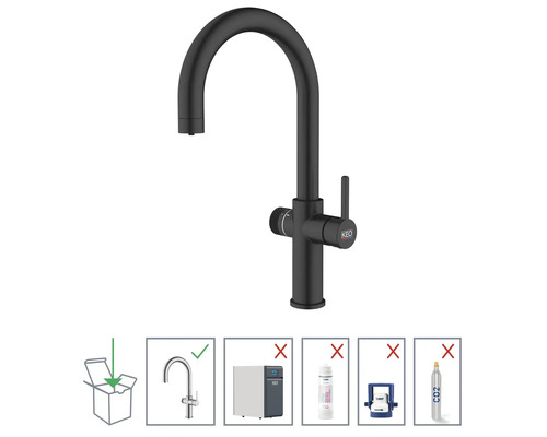 Baterie de bucătărie neagră pentru utilizare cu un răcitor de apă