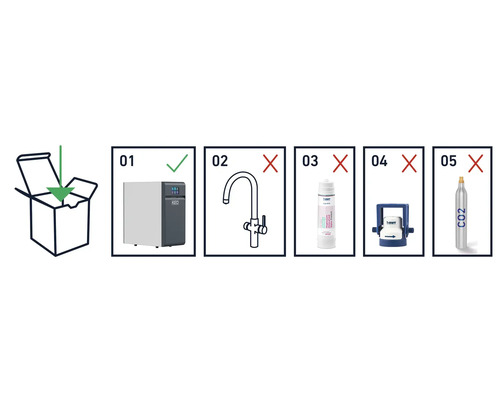 Ilustrație a componentelor incluse în livrare