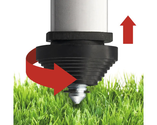 Prim-plan cu un vârf de împământare cu mișcare de rotație și săgeată în sus