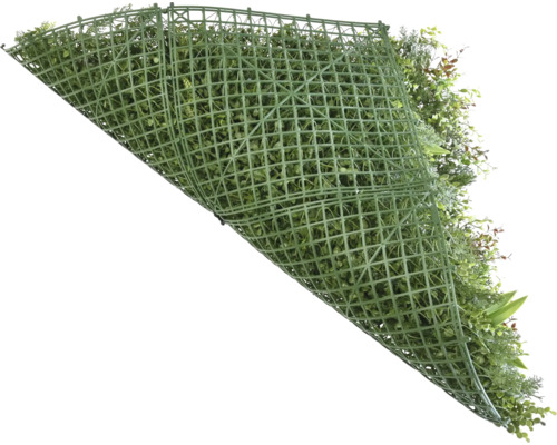 Perete vegetal verde cu grilaj din plastic