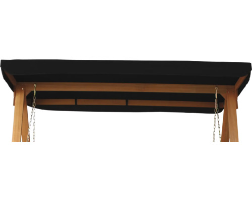 Imagine detaliată a unui leagăn de grădină cu cadru din lemn și acoperiș din material textil