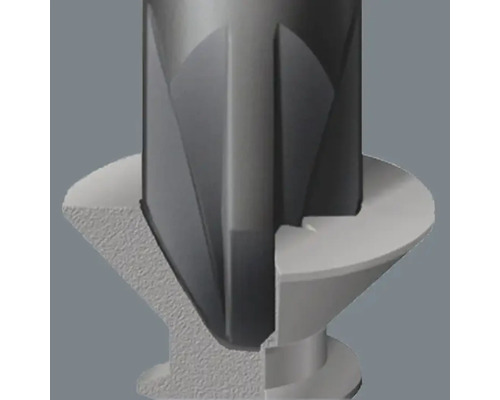 Vizualizare detaliată a unui burghiu în uz care pătrunde într-o piesă de lucru