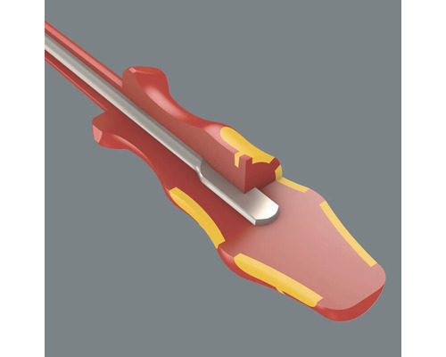 Şurubelniță cu mâner roșu și tijă metalică