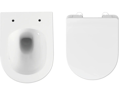 Vas WC ceramic suspendat cu spălare profundă și capac WC