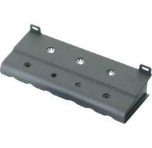 Bloc de ventilație din plastic gri închis cu urechi de fixare.