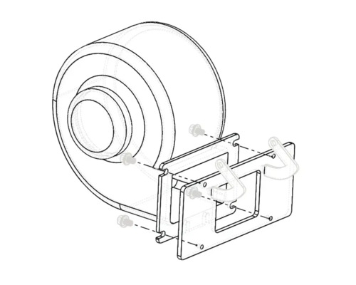 Desen explodat al unei carcase cu material de fixare