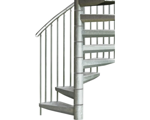 Scară spirală metalică cu balustradă