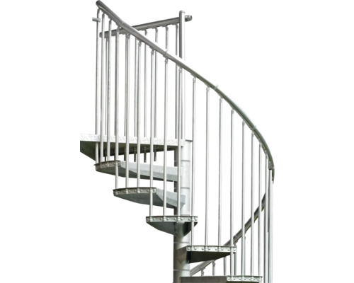 Scară spiralată metalică cu balustradă