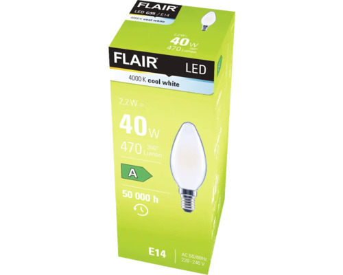 Ambalaj lampă LED Flair C35/E14 cu 4000 Kelvin