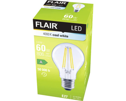 Ambalaj bec LED Flair A60 E27 cu 4000 Kelvin
