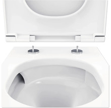 Prim-plan cu toaletă albă cu capacul deschis