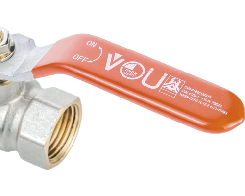 Robinet sferic din alamă cu mâner roșu