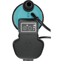 Vedere de sus a unei pompe de grădină cu elemente de control și racorduri