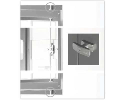 Vizualizare detaliată a unei încuietori de dulap cu mecanism de blocare