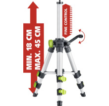 Stativ cu o înălțime minimă de 18 centimetri și o înălțime maximă de 45 centimetri