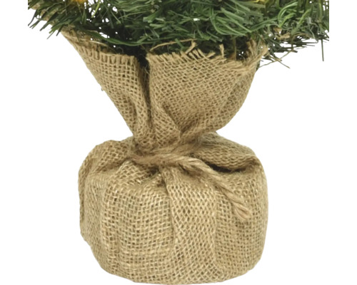 Mini brad decorativ de Crăciun în sac de iută