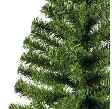 Prim-plan cu un pom de Crăciun artificial cu ace verzi.