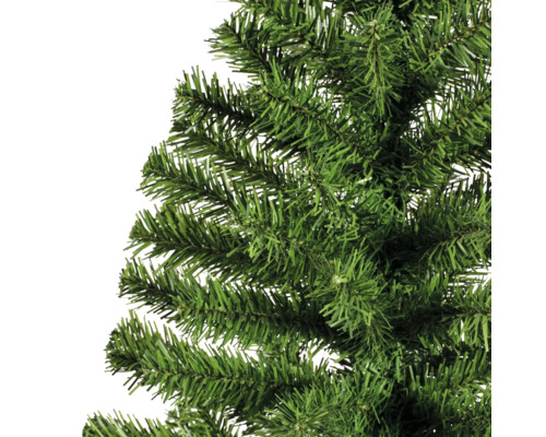 Prim-plan cu un pom de Crăciun artificial cu ace verzi.