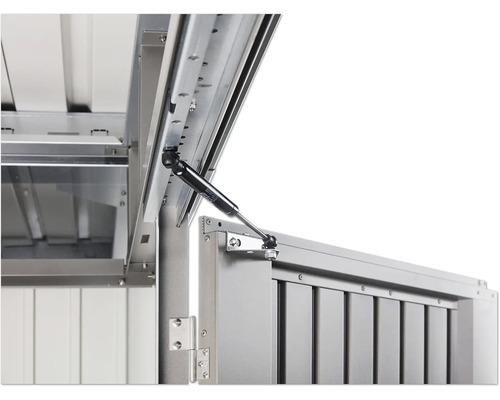 Vizualizare detaliată a unei cutii de scule deschise cu arc pe gaz