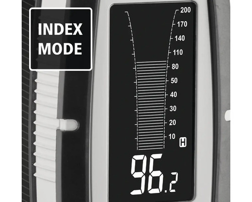 Afișaj al unui instrument de măsură în modul index cu afișare numerică