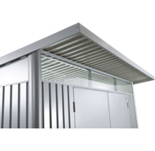 Cabină de grădină cu acoperiș plat și ferestre