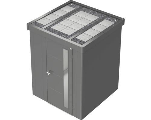 Dulap de grădină cu acoperiș plat, plăci de acoperiș și pietriș