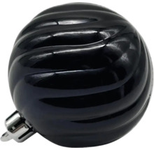 Glob de Crăciun negru cu suprafață lucioasă și model ondulat