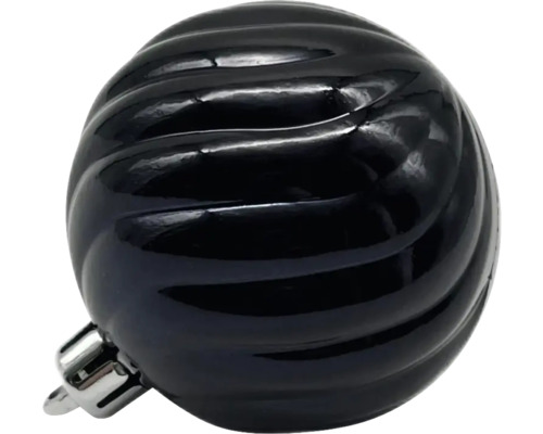 Glob de Crăciun negru cu suprafață lucioasă și model ondulat