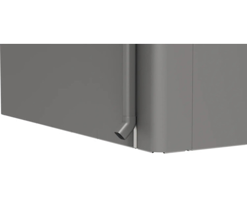 Imagine detaliată a unei cutii de grădină gri cu drenaj pentru apa de ploaie