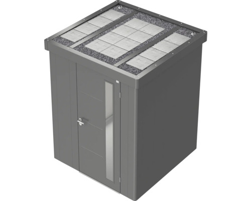 Cabină de grădină metalică cu ușă și acoperiș plat