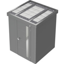 Cabină de grădină metalică cu acoperiș, ușă și fereastră