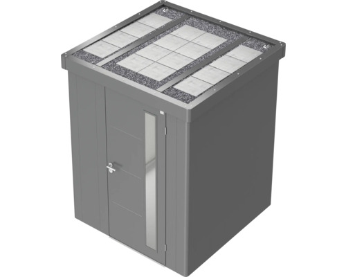 Căsuță de grădină metalică cu ușă și acoperiș