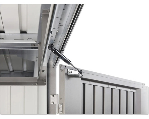 Imagine detaliată a unei cutii de grădină cu arc pe gaz