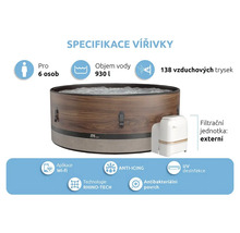 Jacuzzi gonflabil pentru șase persoane cu unitate de filtrare externă și 138 de jeturi de aer