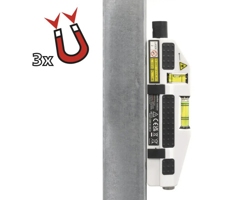 Nivelă laser cu fixare magnetică pe o țeavă metalică