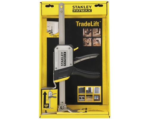 Stanley Fatmax TradeLift în ambalaj galben. Capacitatea de ridicare este de 150 de kilograme.