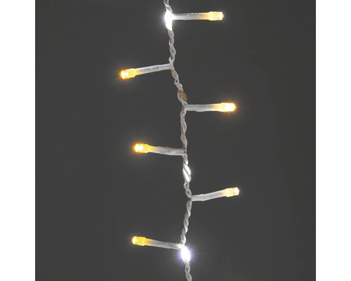 Șir de lumini LED cu cablu alb și lumini alb cald