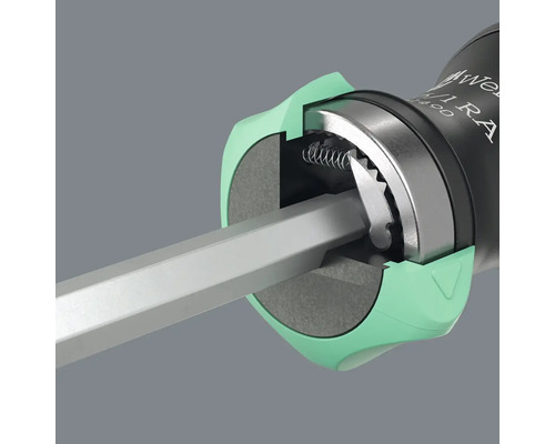 Vizualizare detaliată a unei șurubelnițe cu funcție de clichet