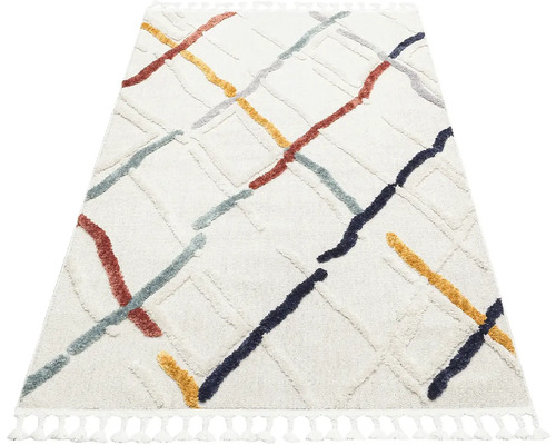 Covor cu franjuri și model geometric