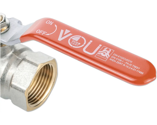 Robinet sferic din alamă cu mâner roșu