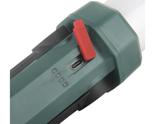 Vizualizare detaliată a unui port de încărcare USB pe o lampă de lucru