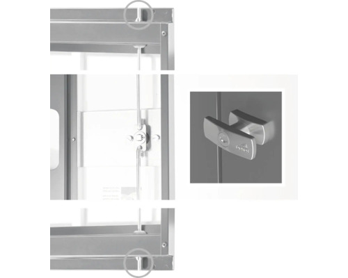 Imagine detaliată cu un dulap metalic cu mecanism de închidere