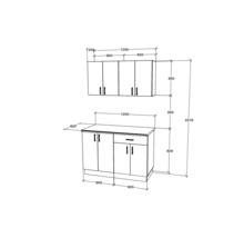 Mobilă de bucătărie Karo V2, L 120 cm, alb/gri lucios