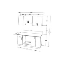 Mobilă de bucătărie Karo V6, L 160 cm, alb/stejar închis
